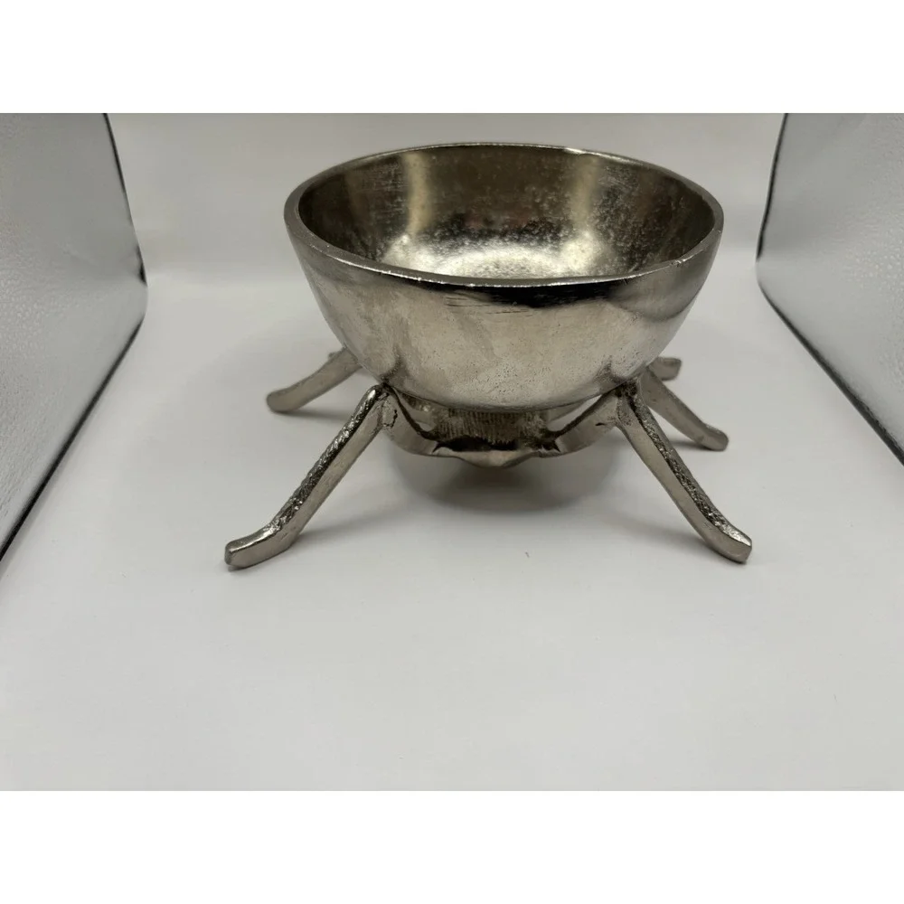 Rachel Zoe Medal Silver & Gold Spider Candy Bowl Halloween Decor Set Of 2